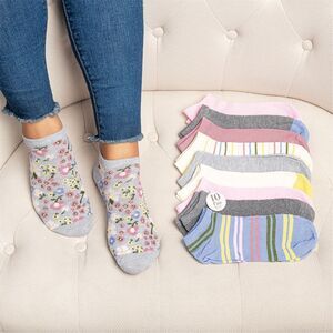 Alexa Rose Women's 10-Pack No-Show Socks Floral & Stripes Multicolor